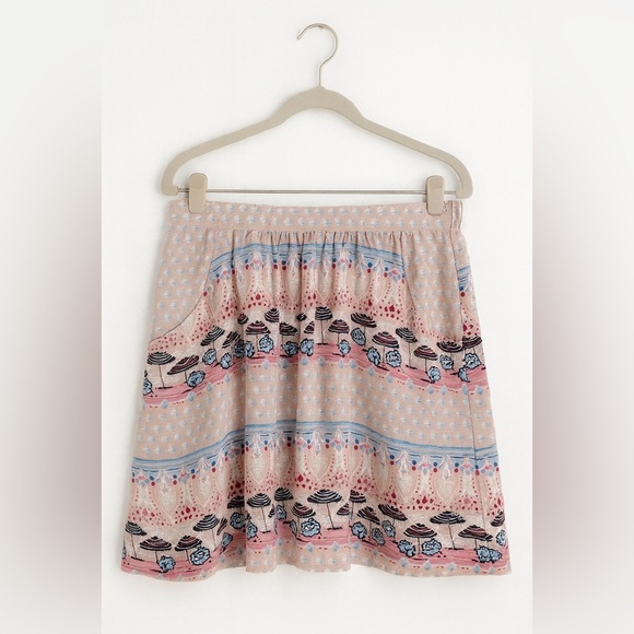 Lauren Conrad Pink Scenic Mini Skirt | A-Line Rayon Size M with Pockets Beach - Picture 1 of 2